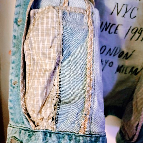 🌻 Armani Exchange 🌻 Large 🌻 Hooded Jean Sweater Jacket 🌻 Lightweight 🌻 - Picture 12 of 15